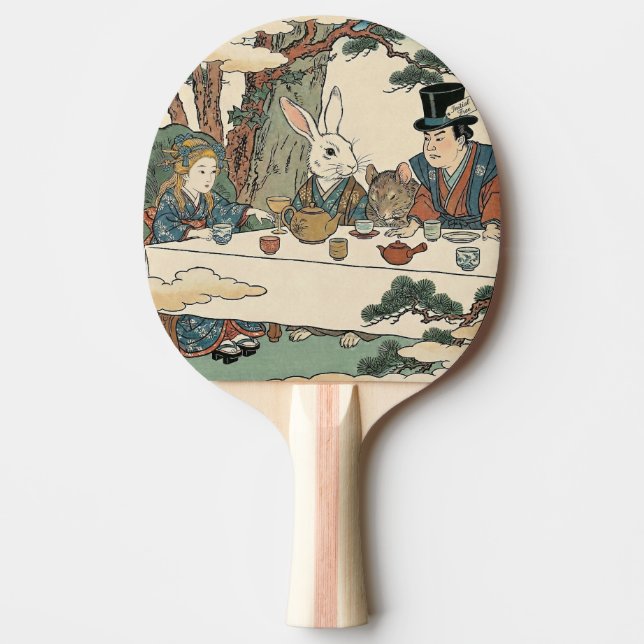 Raquete De Ping Pong Alice Lost in Japan | Ukiyo-e Mad Tea Party (Frente)
