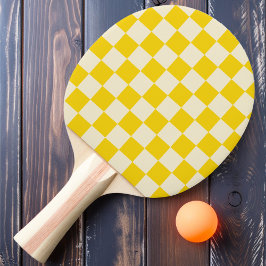 Raquete De Ping Pong Amarelo e Xadrez Creme