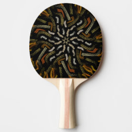 Raquete De Ping Pong Amarelos Dourados Cremosos Riscados em Preto