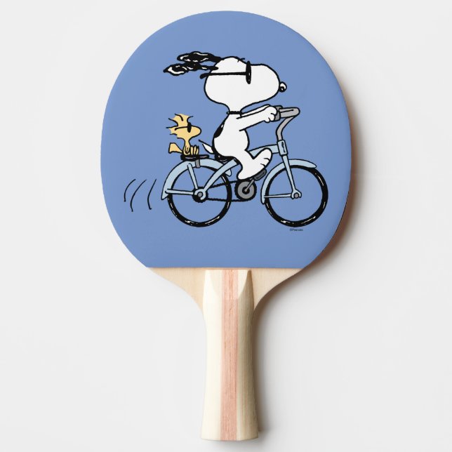 Raquete De Ping Pong Amendoins | Bicicleta Snoopy & Woodstock (Frente)