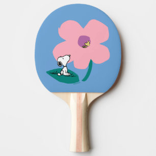 Raquete De Ping Pong Amendoins Ilustração da Flor Rosa-Rosa Natural