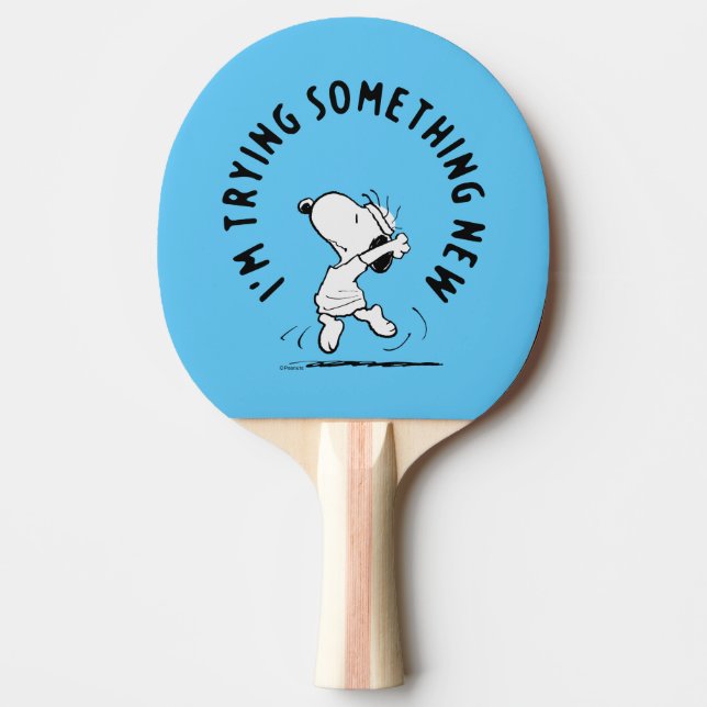 Raquete De Ping Pong Amendoins | Snoopy Tentando Algo Novo (Frente)