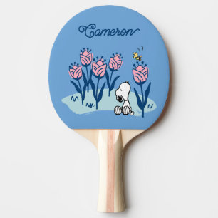 Raquete De Ping Pong Amendoins Snoopy & Woodstock Flower Adicione seu