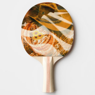 Raquete De Ping Pong American Flag Sunrays Cowboy Hat Lasso