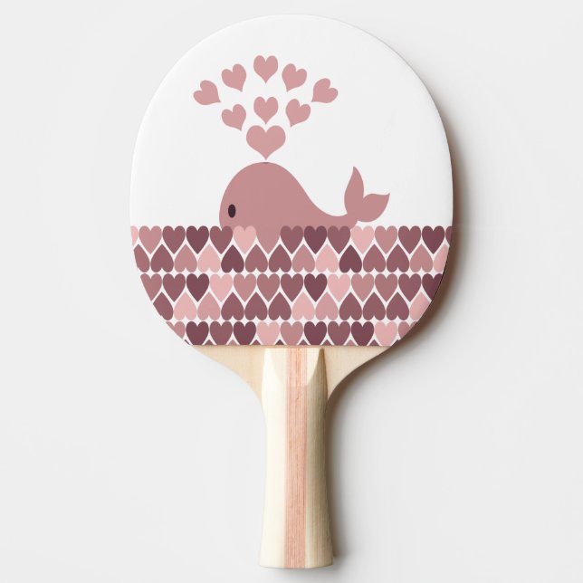 Raquete De Ping Pong Amor de Baleia Rosa (Frente)
