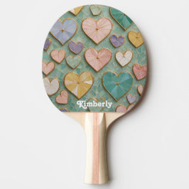 Raquete De Ping Pong Amor Mosaico: Corações Pastel