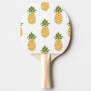 Raquete De Ping Pong Ananases pintados à mão, fundo de aquarela.