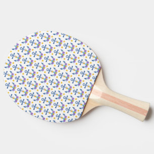 Raquete De Ping Pong Âncora Azul Conchas Purpúreas Estrela-do-Mar Amare