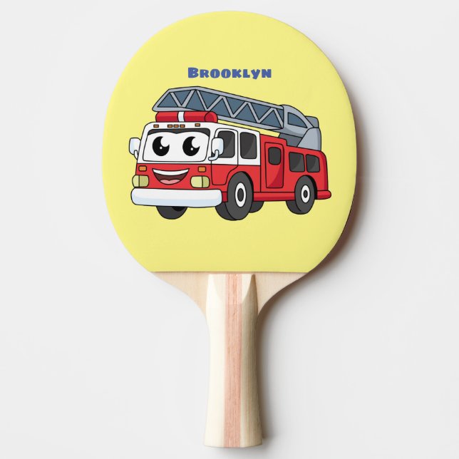 Raquete De Ping Pong Animação de bombeiros felizes (Frente)
