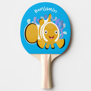 Raquete De Ping Pong Animação de marisco feliz e bonito