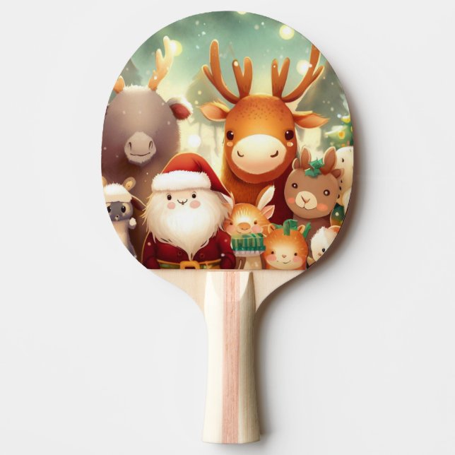 Raquete De Ping Pong Animais de Natal (8) (Frente)