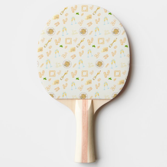 Raquete De Ping Pong Aniversário de Prosecco e Massa (Frente)