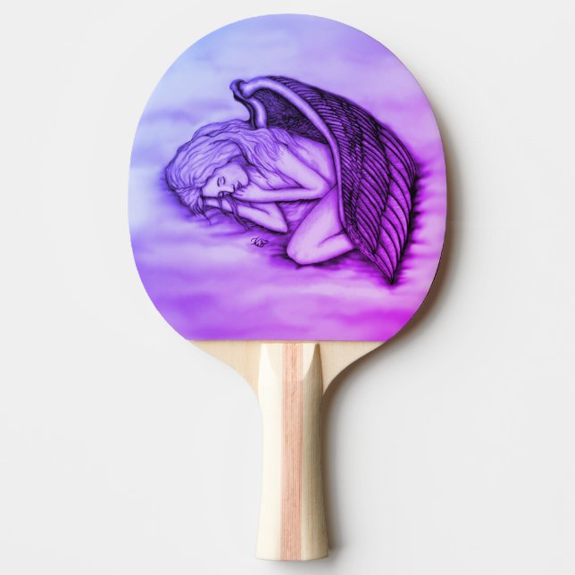 Raquete De Ping Pong Anjo dormindo nas nuvens do céu (Frente)