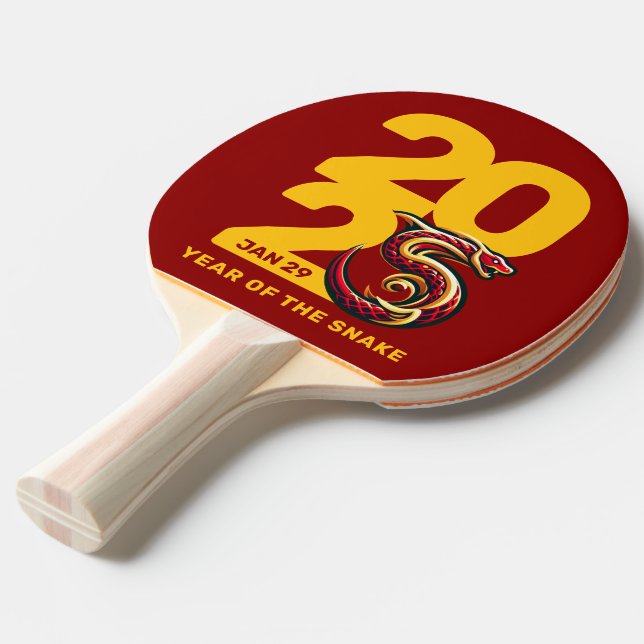Raquete De Ping Pong Ano Dourado Vermelho do Cobra de 2025 (Frente inclinada)