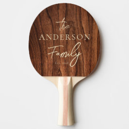 Raquete De Ping Pong Antique Cherry Wood Hand Written Family Name