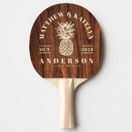 Raquete De Ping Pong Antique Cherry Wood Tropical Pineapple Wedding