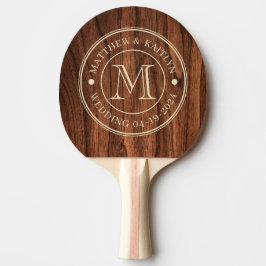 Raquete De Ping Pong Antique Cherry Wood Wedding Monogram