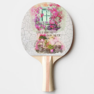 Raquete De Ping Pong Aproveite o passeio | Bicicleta De Aquarela Com Fl