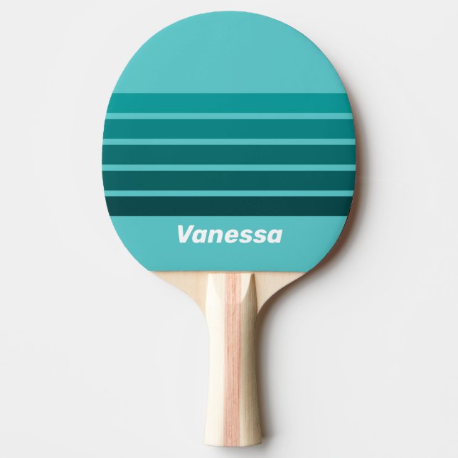 Raquete De Ping Pong Aqua Fade Across Striping with Name (Frente)