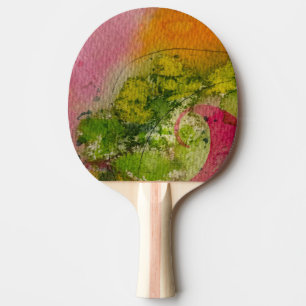 Raquete De Ping Pong Aquarela E Abstrato Impressionística Arte