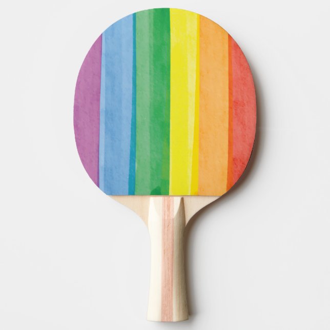 Raquete De Ping Pong Aquarelas Orgulho Arco-íris (Frente)