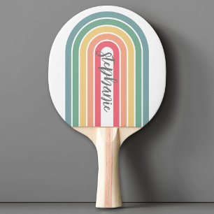 Raquete De Ping Pong Arco da Linha Retroativa Pastel Colores do Arco-Ír