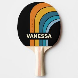 Raquete De Ping Pong Arco de Arco-íris Negro com Nome