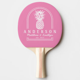 Raquete De Ping Pong Arco de Casamento de Abacaxi Rosa & Nome