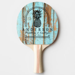 Raquete De Ping Pong Arco de Noiva com Pinha de Madeira Lavada de Azul