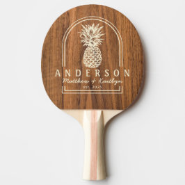 Raquete De Ping Pong Arco de Noiva de Abacaxi de Madeira de Olmo & Nome