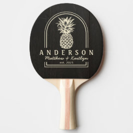 Raquete De Ping Pong Arco de Noiva de Abacaxi de Madeira Preta Escura &