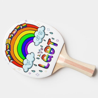 Raquete De Ping Pong Arco-íris de desenho animado fofo com diversidade