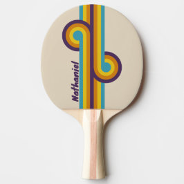 Raquete De Ping Pong Arco-íris de Listras em Loop com Nome em Pó de Ame