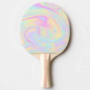 Raquete De Ping Pong Arco-Íris de Pastel Holográfico Iridescente
