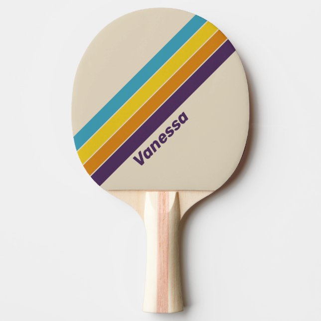Raquete De Ping Pong Arco-Íris de Poeira de Ameixa Strike com Nome (Frente)
