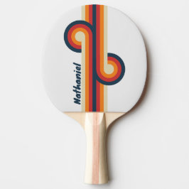 Raquete De Ping Pong Arco-íris Desvanecido Vintage com Nome