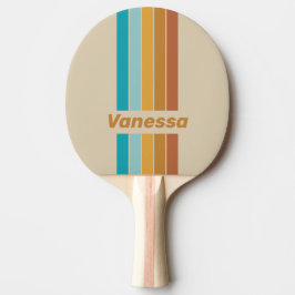 Raquete De Ping Pong Arco-íris do Deserto Vintage com Faixas e Nome