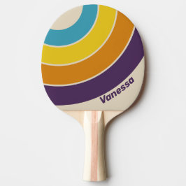 Raquete De Ping Pong Arco-íris em Círculo com Listras e Poeira de Ameix