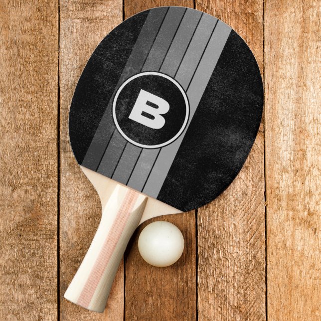 Raquete De Ping Pong Arco-íris Gradiente Escuro Angustiado com Inicial (Criador carregado)