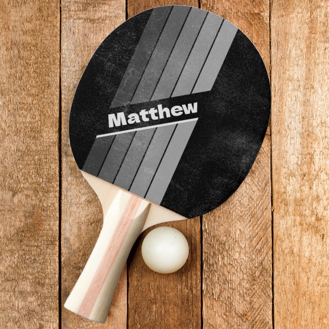 Raquete De Ping Pong Arco-íris Gradiente Escuro Angustiado com Nome (Criador carregado)