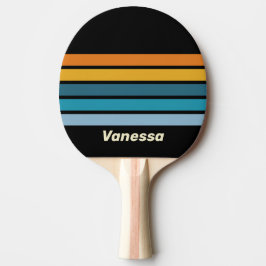 Raquete De Ping Pong Arco-íris Negro Através da Faixa com Nome