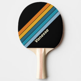 Raquete De Ping Pong Arco-íris Preto Listrado com Nome