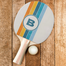 Raquete De Ping Pong Arco-íris Retrô Angustiado Escuro com Inicial