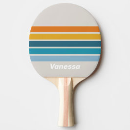 Raquete De Ping Pong Arco-íris Retro Através da Faixa com Nome