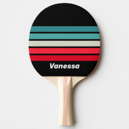 Raquete De Ping Pong Arco-íris Retro Furtivo com Listras e Nome