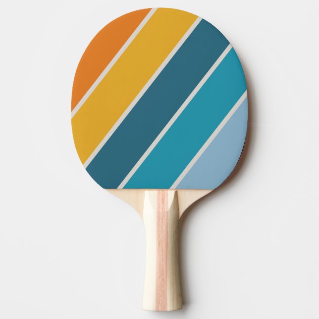 Raquete De Ping Pong Arco-íris Retro Listras Negrito (Frente)