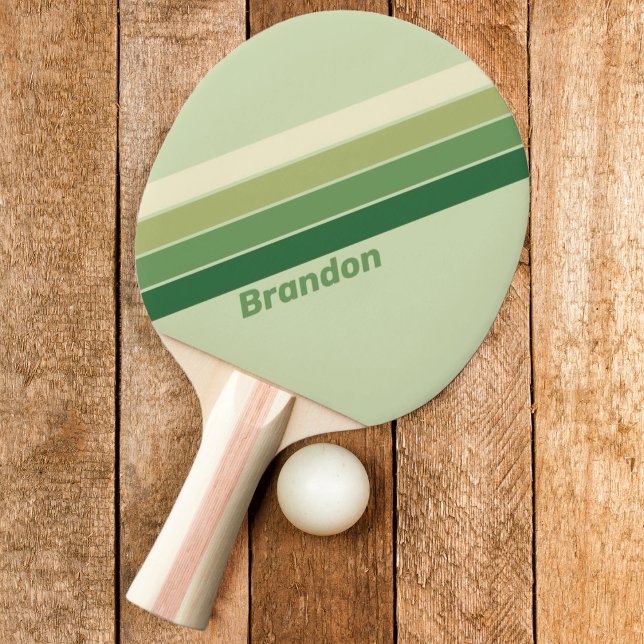 Raquete De Ping Pong Arco-íris Retro Moss com Nome (Criador carregado)