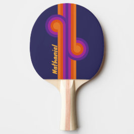 Raquete De Ping Pong Arco-íris Vintage com Nome em Tonalidade de Uva