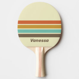 Raquete De Ping Pong Arco-íris Vintage Retro Através de Listras com Nom