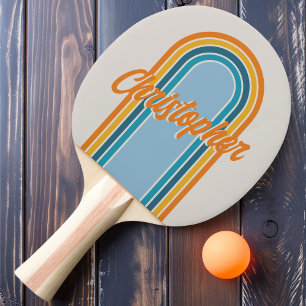 Raquete De Ping Pong Arco Vintage Retro Arco-íris com Nome